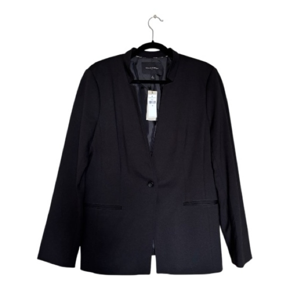 Banana Republic Factory Black Blazer Women’s L Collarless Jacket NWT